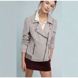Marrakech Anthropologie Women's Size Medium Parkway Moto Jacket Faux Suede Mauve